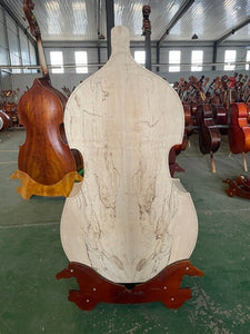 100% handmade solid wood with white stain pattern upright bass body