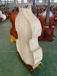 100% handmade solid wood with white stain pattern upright bass body