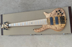 5 Strings Bolt-on Neck Original Color Electric Bass Guitar With Burl