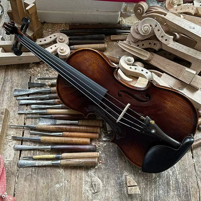 All Handmade Dark Brown Violin 4/4 Adult Student Stradivarius 1715