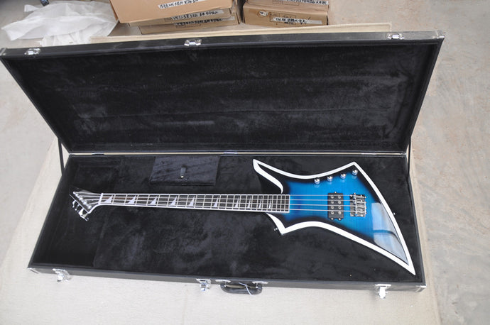 Blue Body 4 Strings Electric Bass Guitar With Chrome Hardware,rosewood