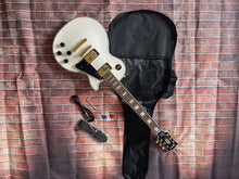 Load image into Gallery viewer, Classic white lp electric guitar, peach blossom heart body, gold