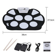 Load image into Gallery viewer, Drum Electronic Drum Set Compact Size Usb Folding Silicon Drum Pad