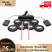 Load image into Gallery viewer, Drum Electronic Drum Set Compact Size Usb Folding Silicon Drum Pad