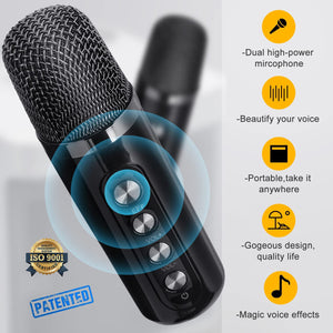 Dual Microphone Karaoke Machine for Adults and Kids Portable Bluetooth