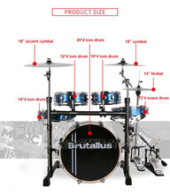 Load image into Gallery viewer, Portable drum set 5 drums 3 cymbals mute double sided drum adult