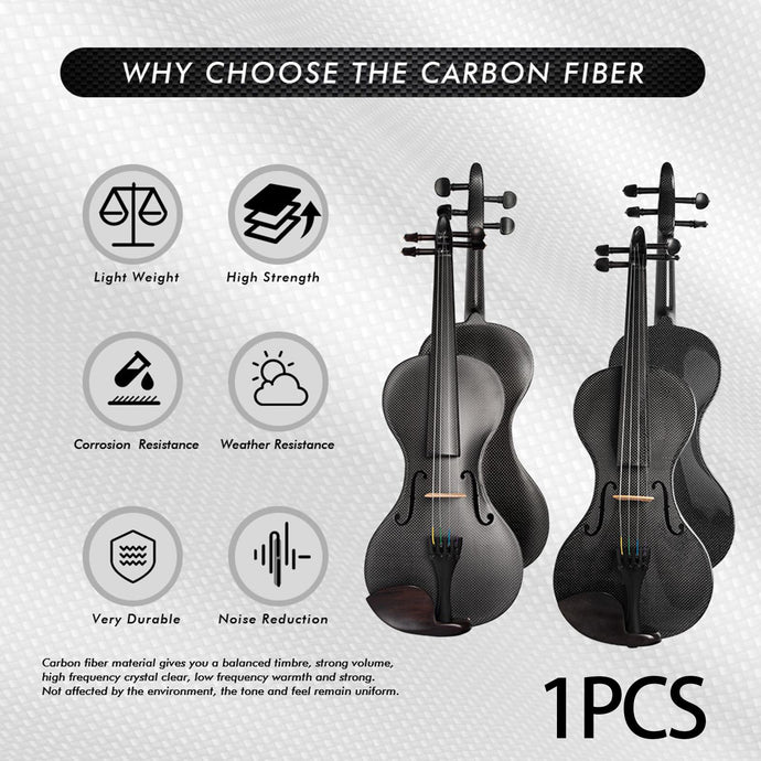 Pure Carbon Fiber Violin 4/4 1/2 Adults Kids Violin Music Instruments