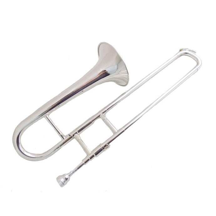Silver Plated Bb Slide Trumpet With Case Mouthpiece Yellow Brass
