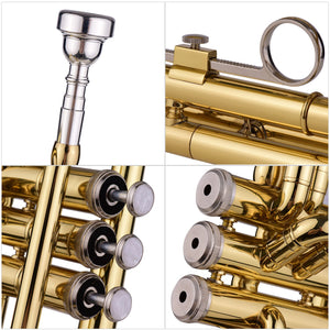 Trumpet Bb B Flat Brass Exquisite With Mouthpiece Gloves Musical
