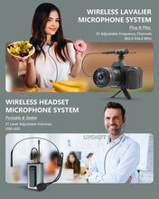 Load image into Gallery viewer, UHF Wireless Microphone Headset Mic Lavalier Lapel Mic with Bodypack