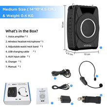 Load image into Gallery viewer, Winbridge M801 20w Voice Amplifier With Wireless Microphone Headset