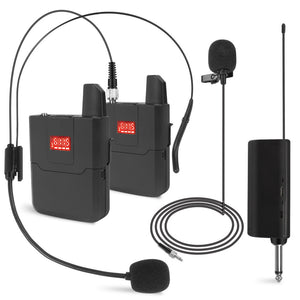 Wireless Lapel Microphone System Headset Mic With Bodypack Transmitter